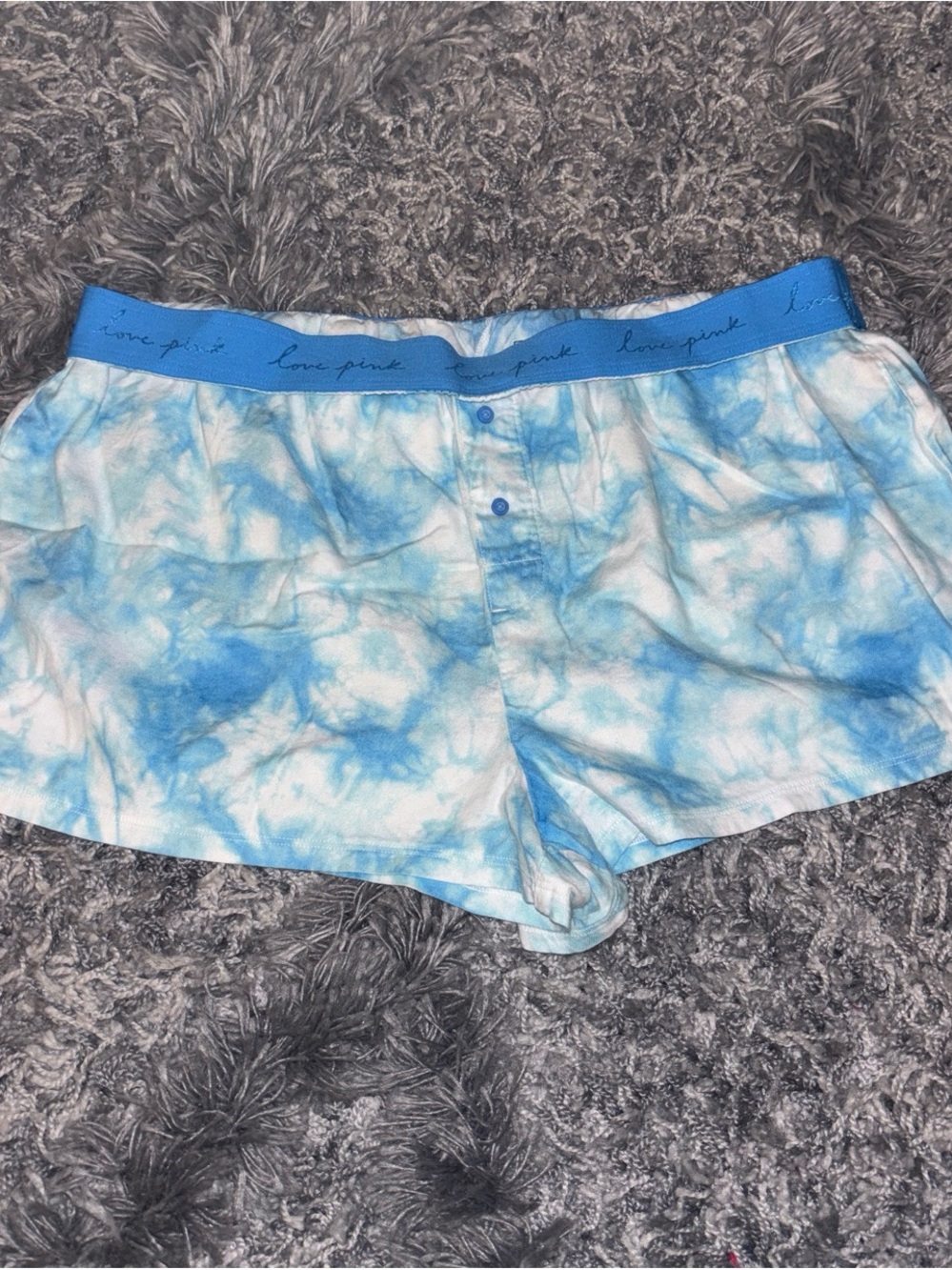 PINK Victoria's Secret Blue & White Tie-Dye Lounge Shorts